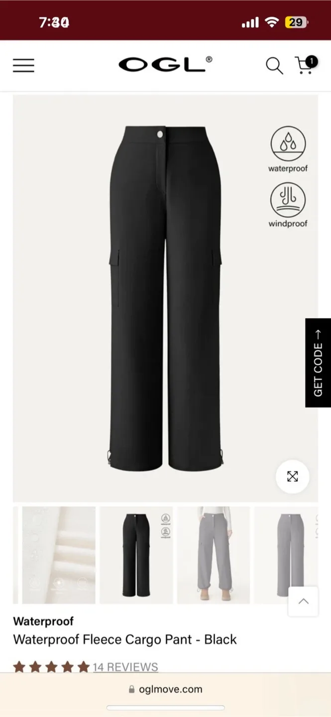 OGL Waterproof Fleece Cargo Pants thumbnail