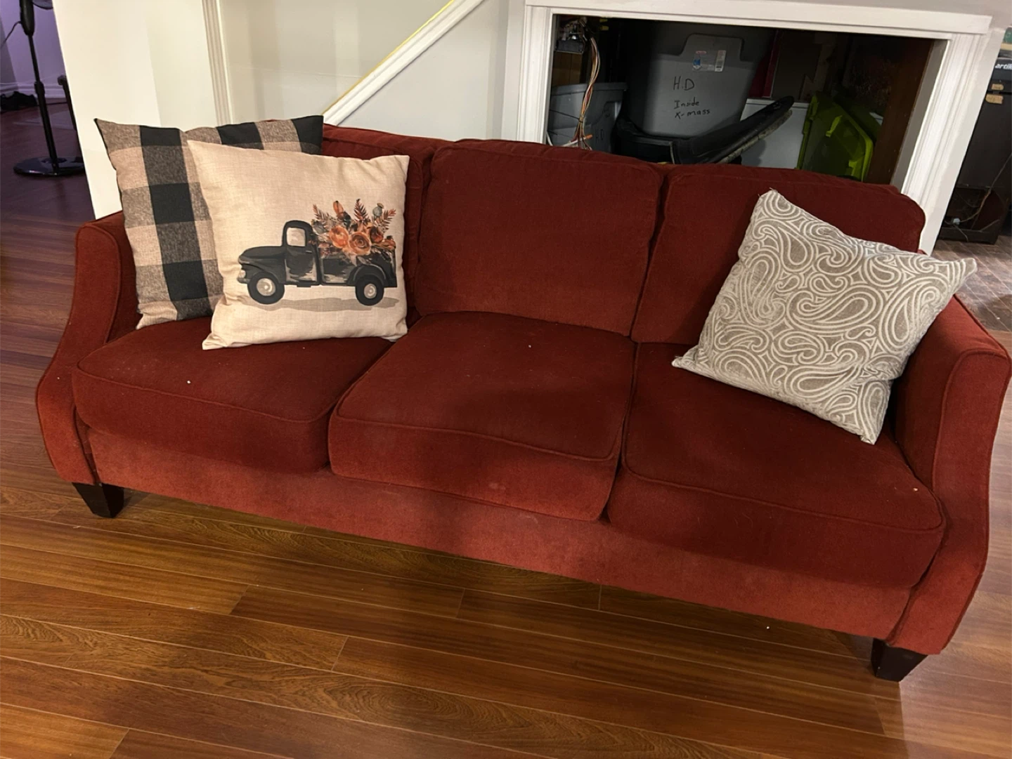 Red Three-Seater Sofa