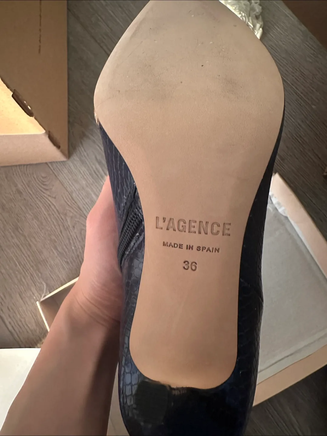 L'Agence Blue Snakeskin Ankle Boots - Size 6 image indicator(4)