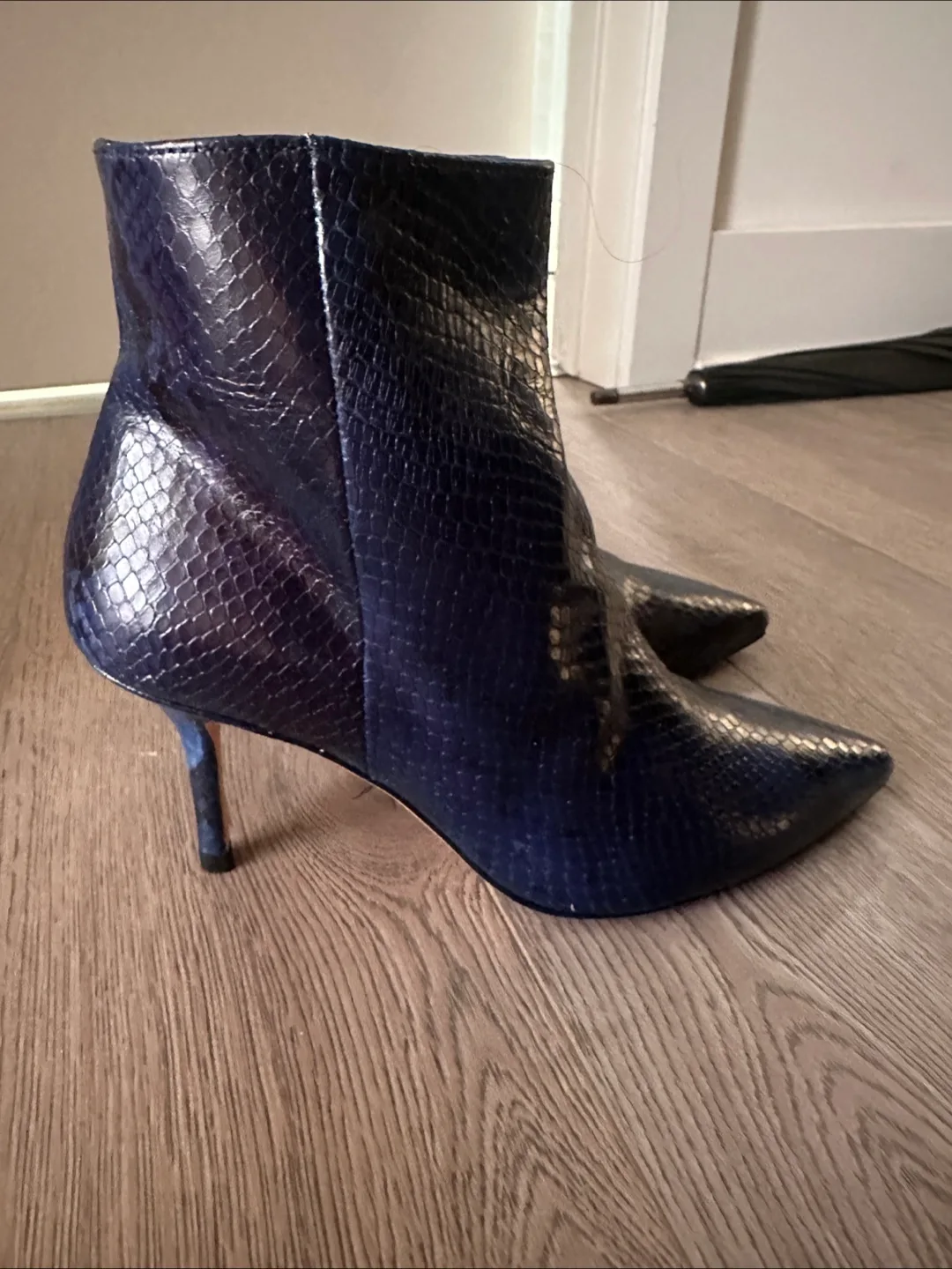 L'Agence Blue Snakeskin Ankle Boots - Size 6 thumbnail