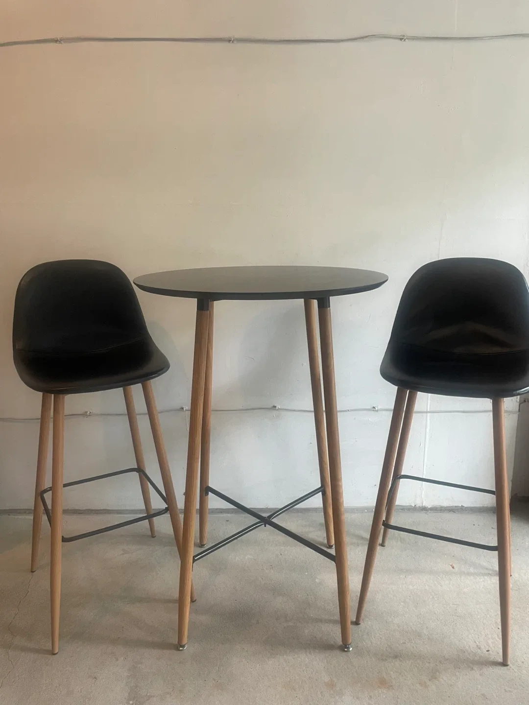 Bar table with 2 stools - Black thumbnail