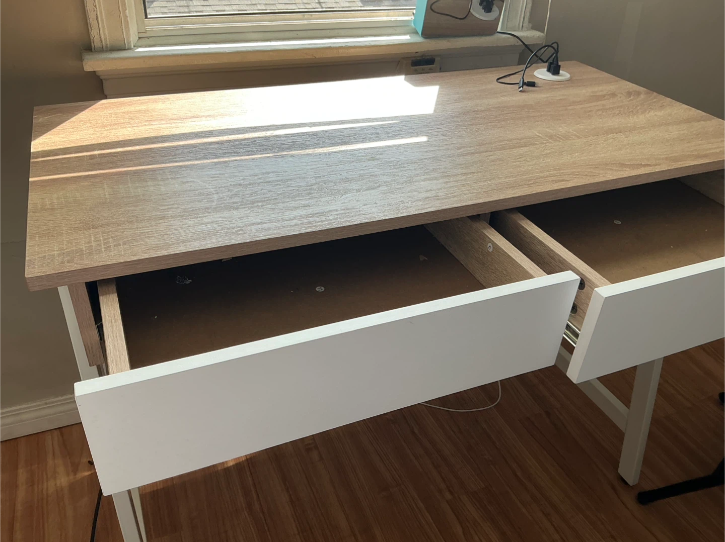 Wood and White Desk with Drawers - photo 3