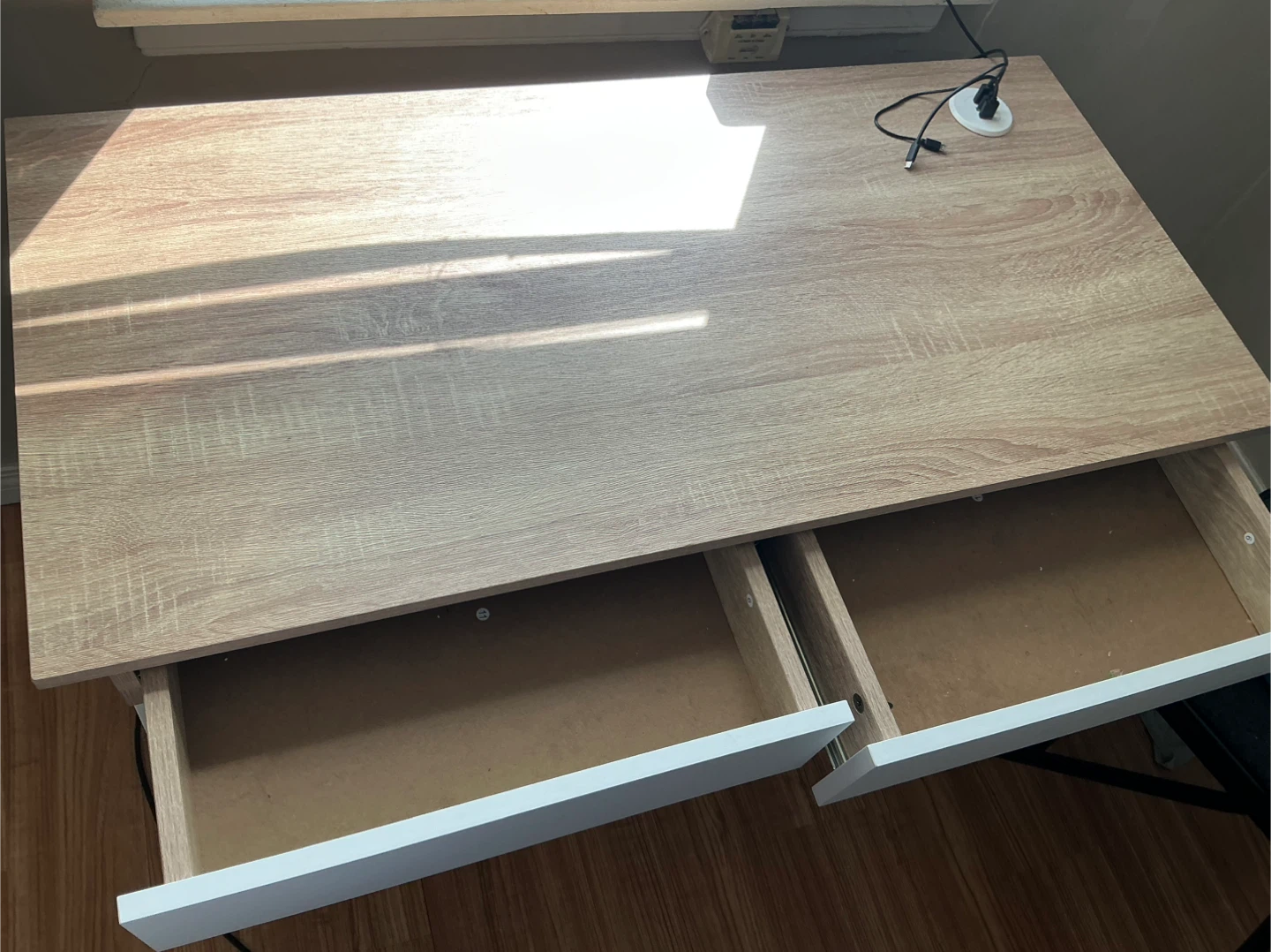 Wood and White Desk with Drawers - photo 2