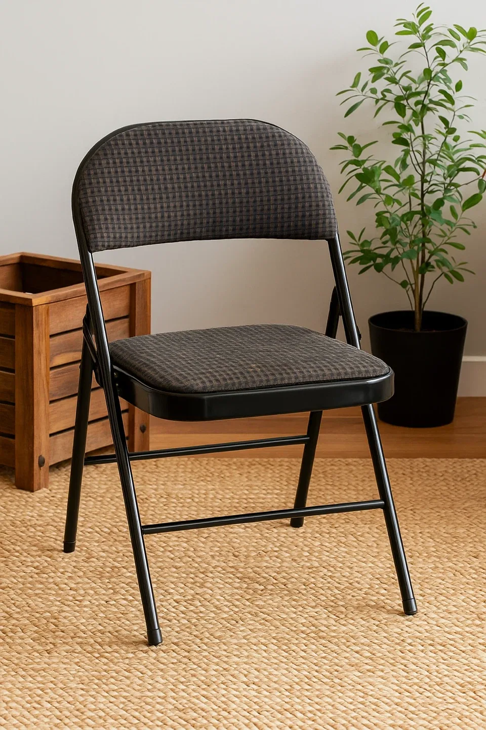 Folding Chair - Black Frame, Patterned Fabric thumbnail