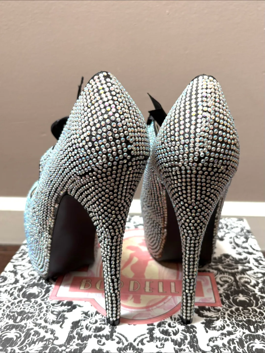 Bordello Crystal Heels with Bow Accent image indicator(5)