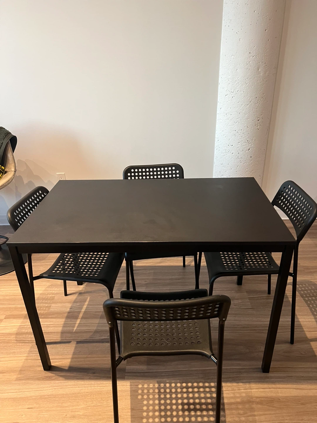 IKEA Black Dining Table with 4 Chairs