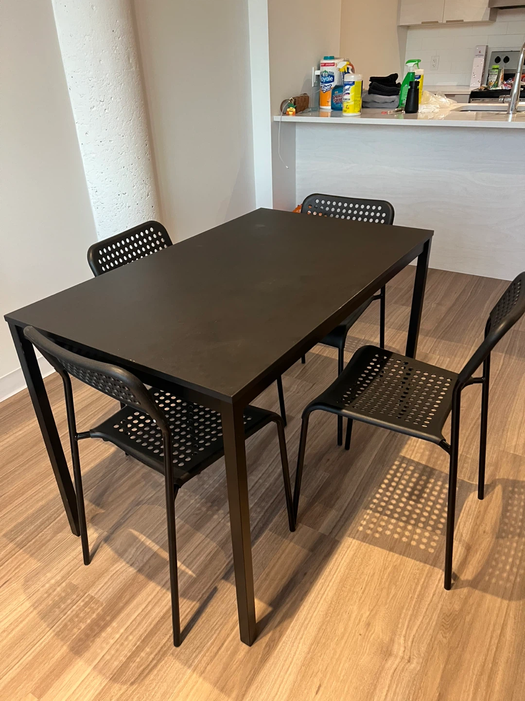 IKEA Black Dining Table with 4 Chairs - photo 2