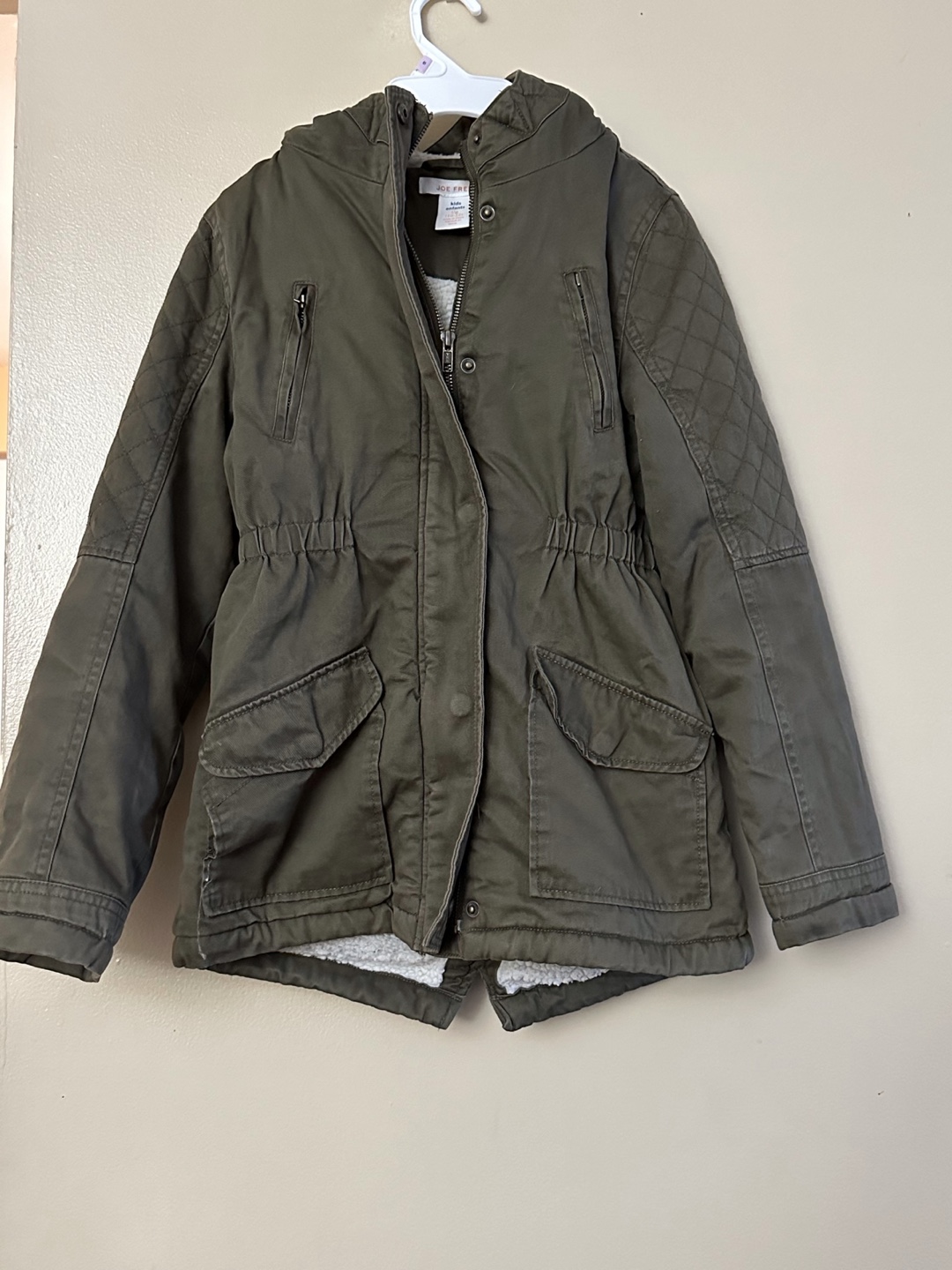 Joe Fresh Green girls size 10/12 hooded Jacket / Coat