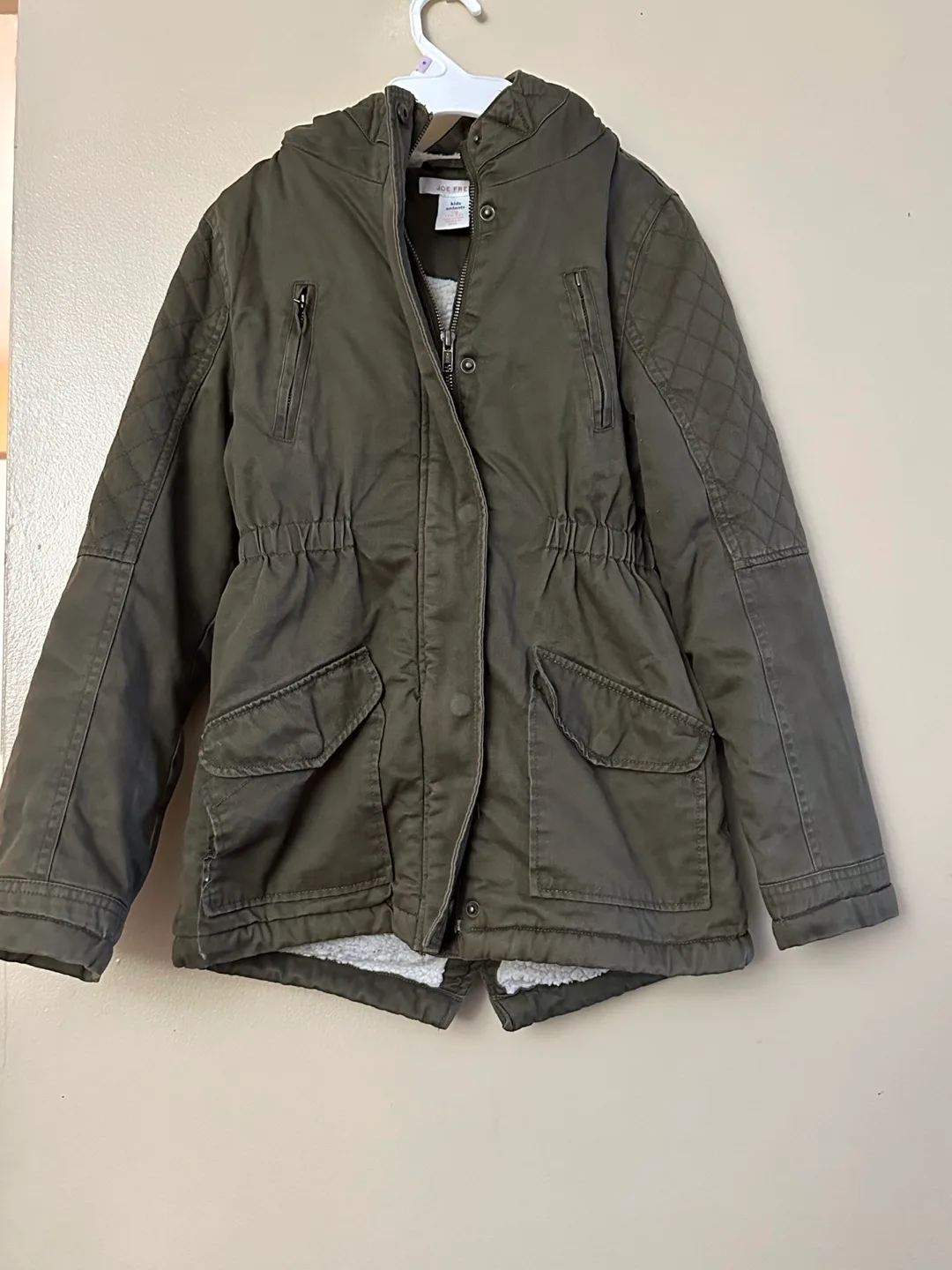 Joe Fresh Green girls size 10/12 hooded Jacket / Coat thumbnail