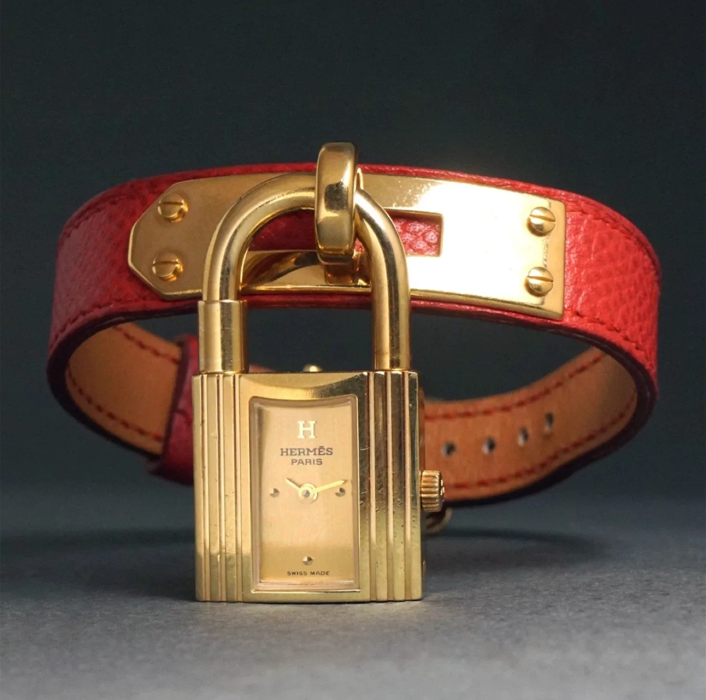 Hermès Paris Kelly Watch Red & Black Leather Band thumbnail