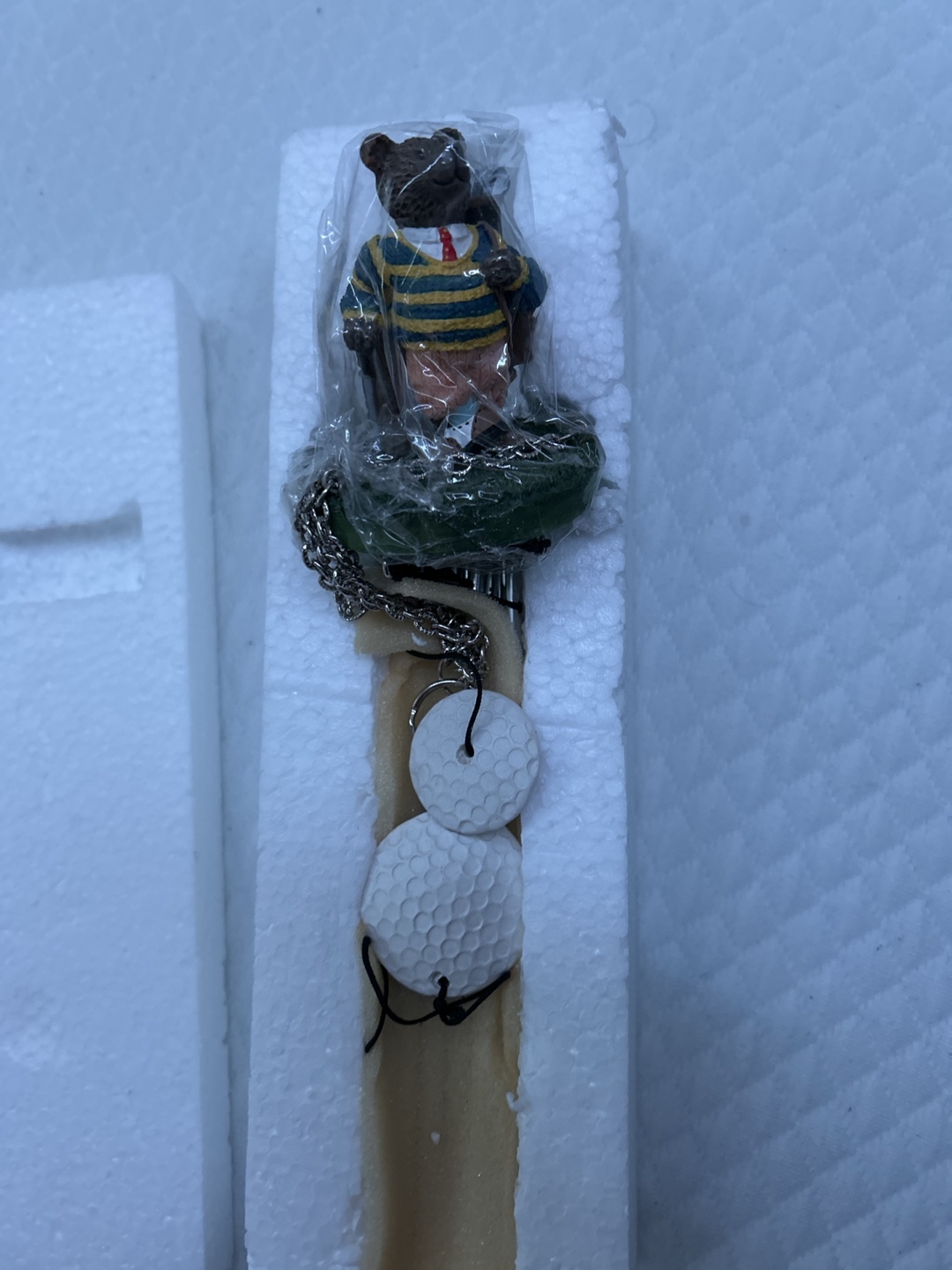 New Ganz Cottage Collectibles Bear Golfer Wind Chime - photo 3