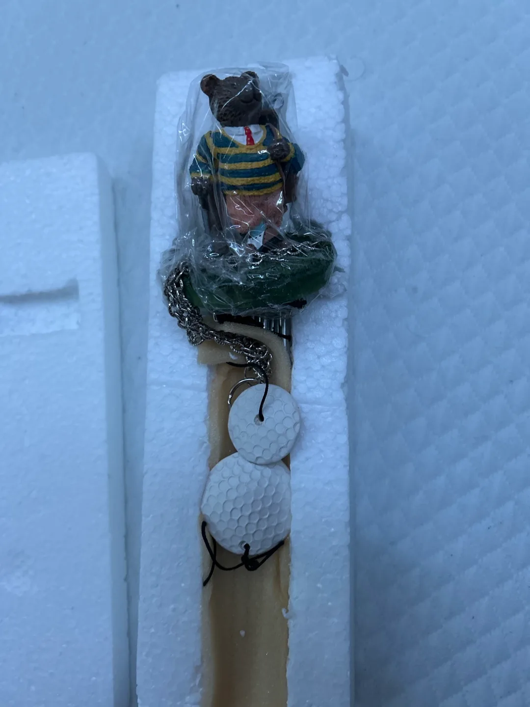 New Ganz Cottage Collectibles Bear Golfer Wind Chime image indicator(3)