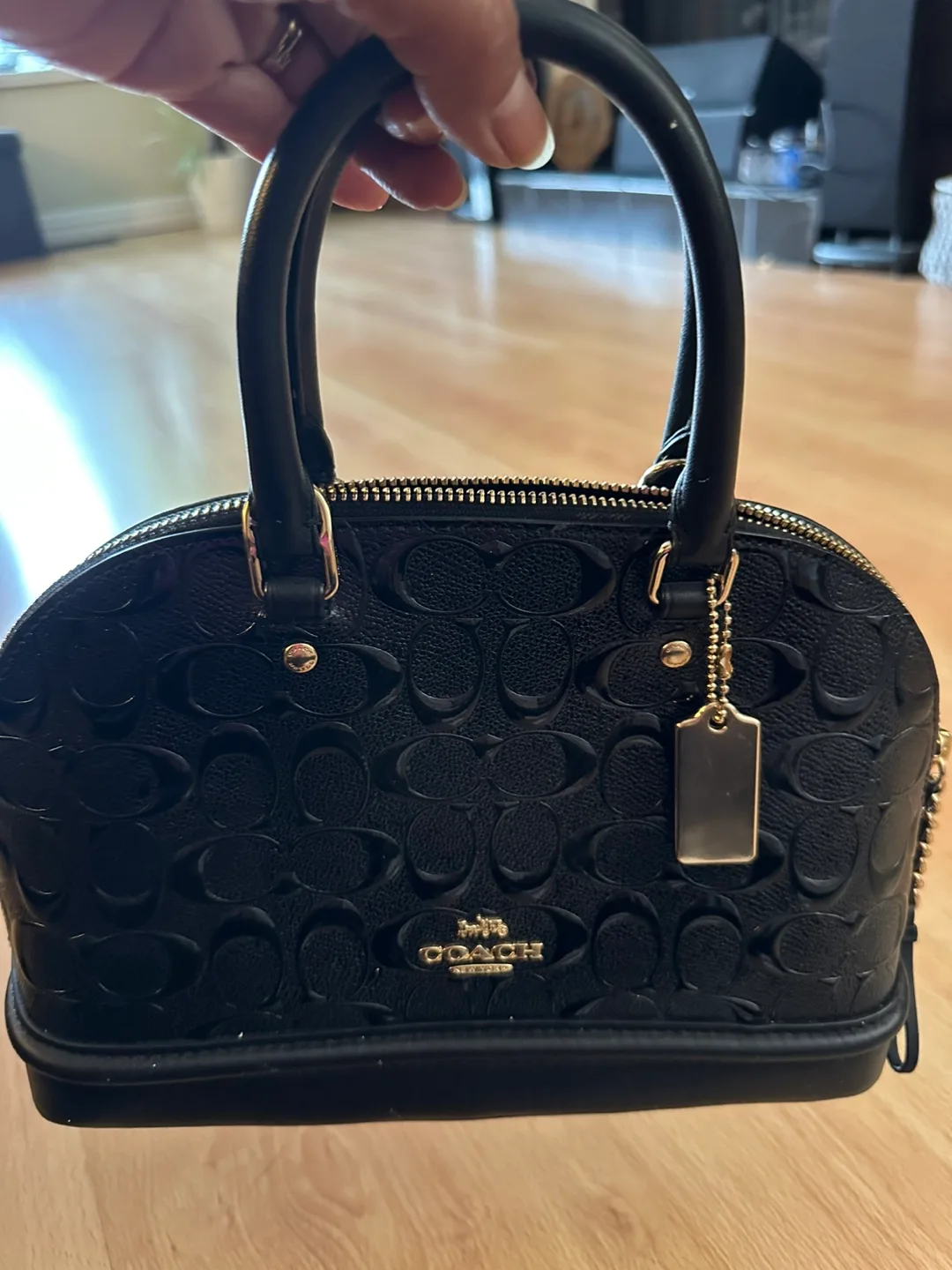 Coach Black Embossed Dome Satchel image indicator(2)