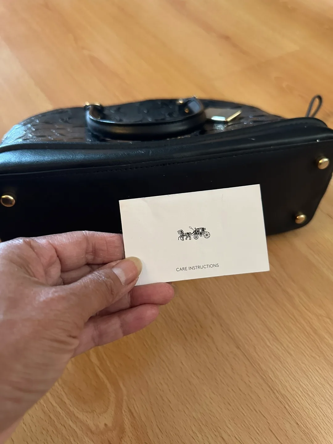 Coach Black Embossed Dome Satchel image indicator(4)