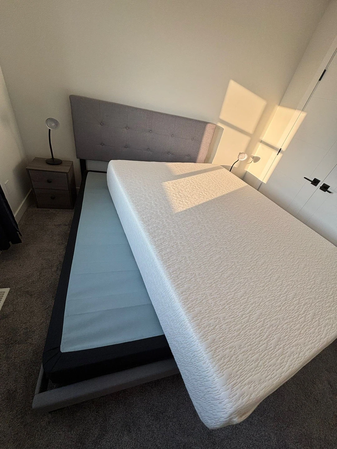 Bed frame with headboard and nightstand and mattress - photo 2