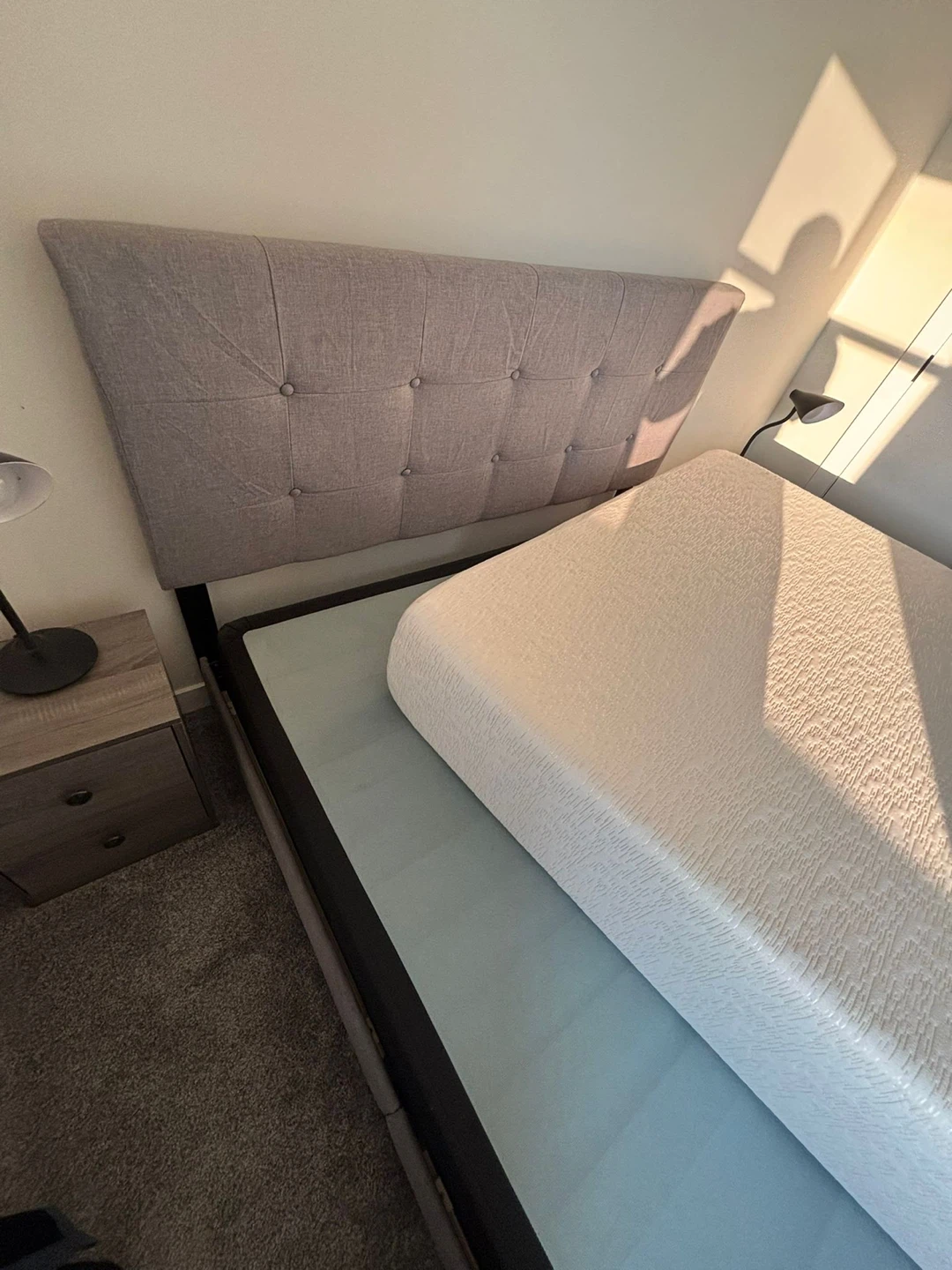 Bed frame with headboard and nightstand and mattress - photo 5