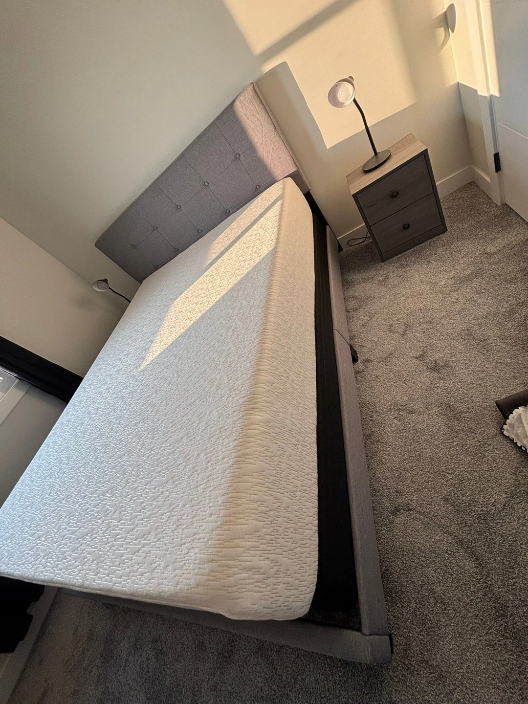 Bed frame with headboard and nightstand and mattress - photo 3
