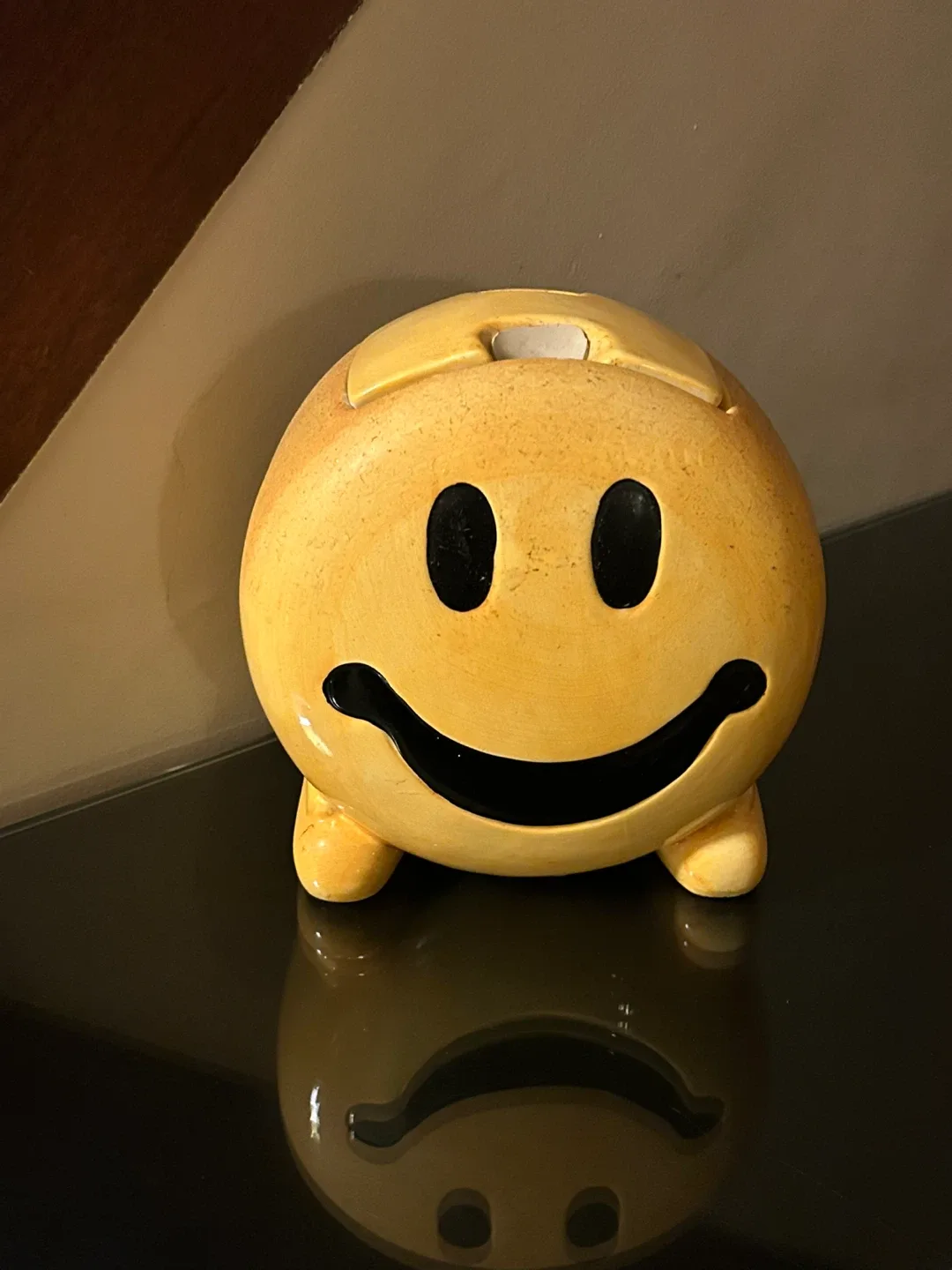 $8  Yellow Ceramic Smiley Face Cookie Jar vintage thumbnail
