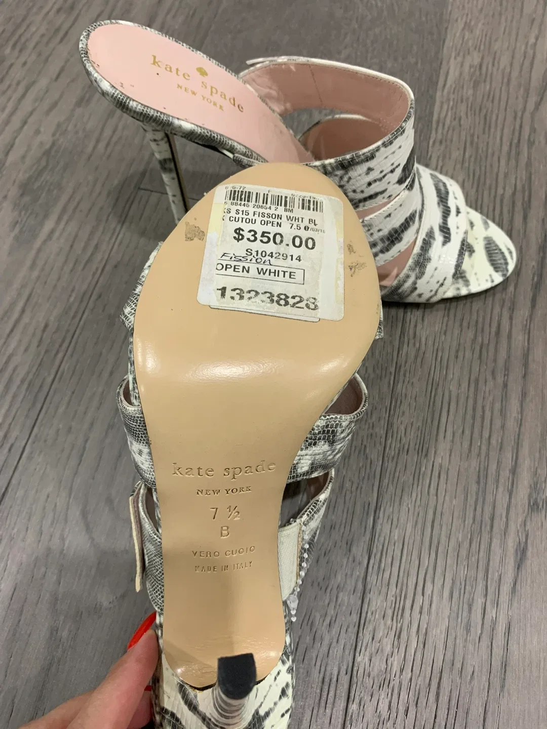Kate Spade Python White Cutout Heels - Size 7.5 image indicator(3)