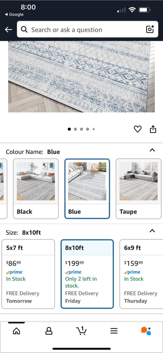 Blue Area Rug 8x10 ft - Machine Washable image indicator(6)