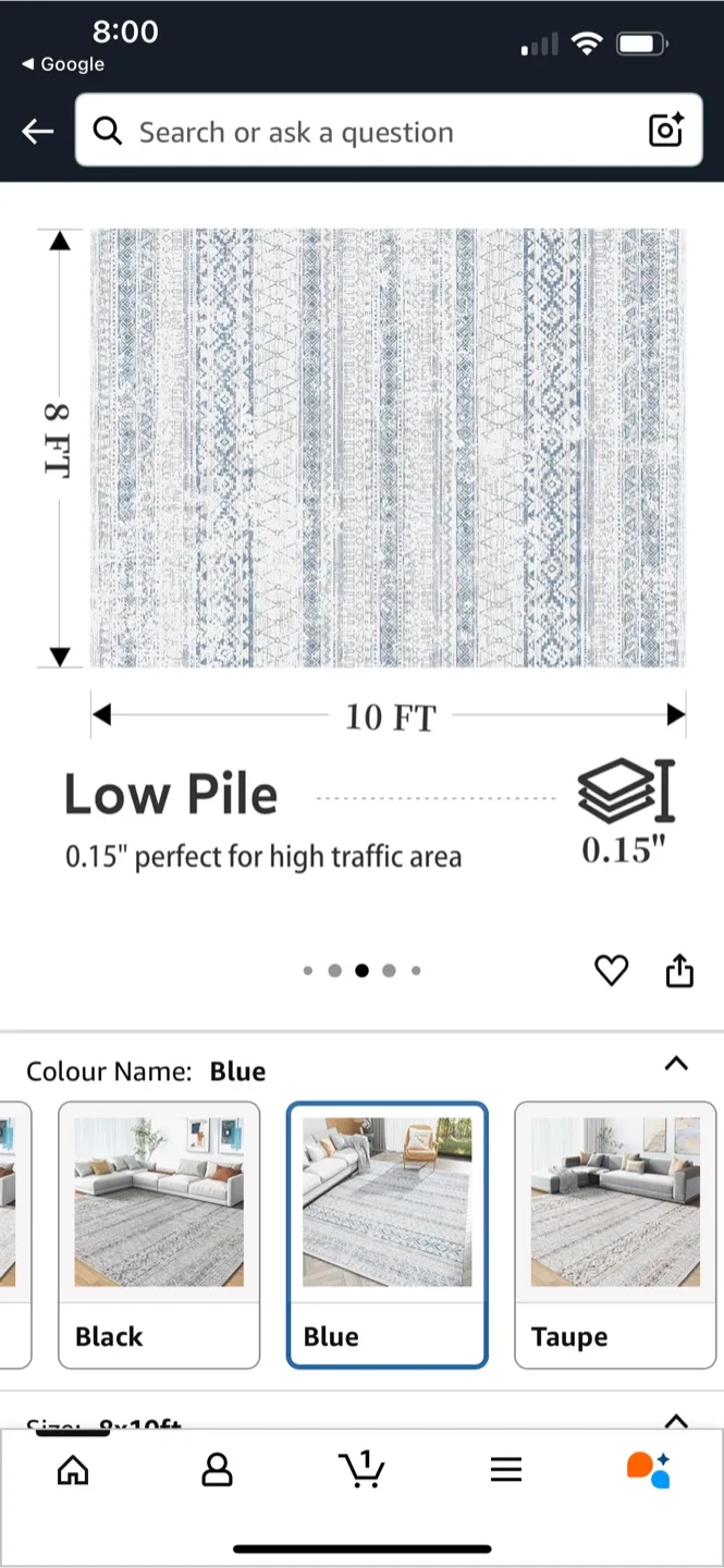 Blue Area Rug 8x10 ft - Machine Washable image indicator(4)