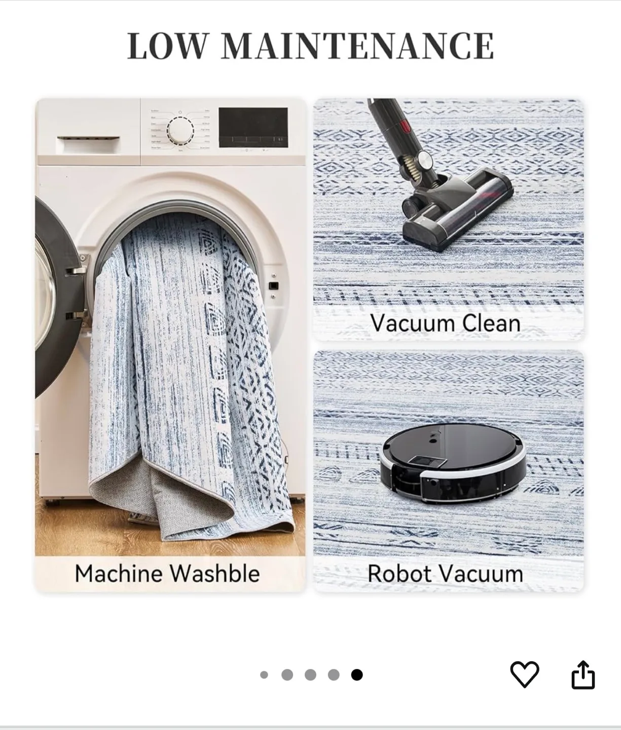 Blue Area Rug 8x10 ft - Machine Washable image indicator(5)