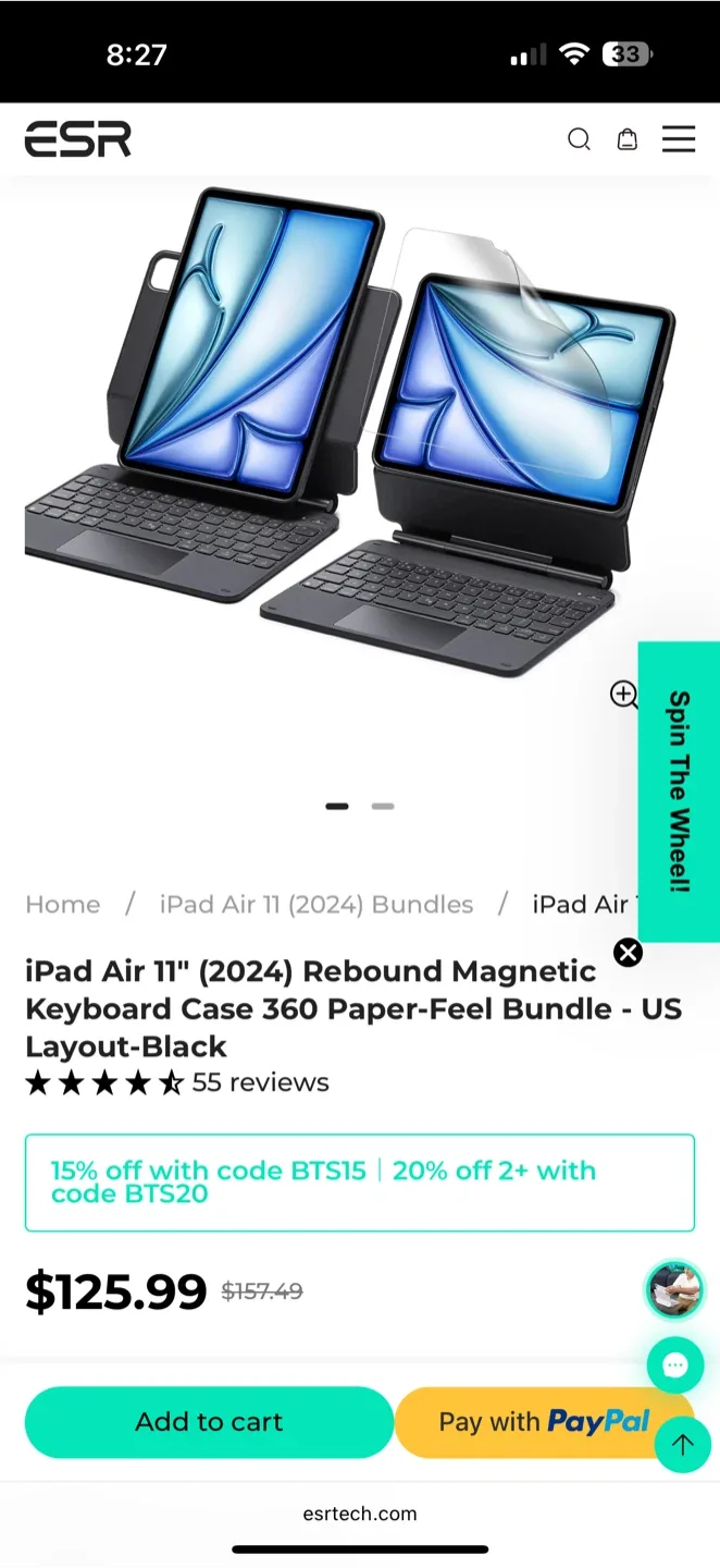 ESR Rebound Magnetic Keyboard Case for iPad Air 11" - Black image indicator(4)