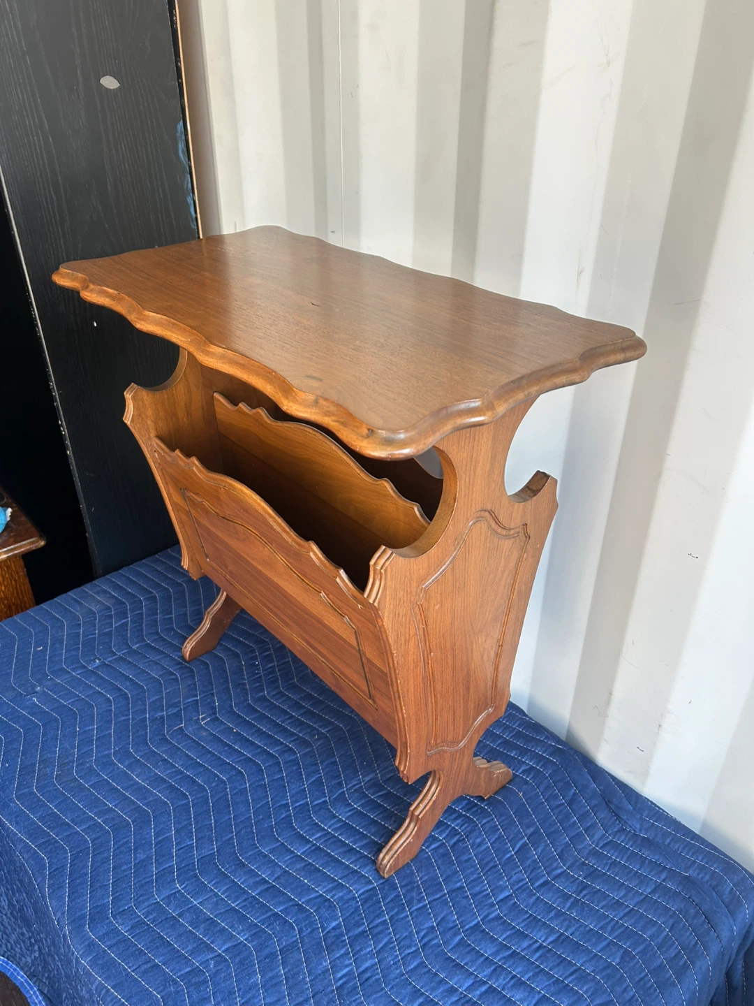 Vintage Wood Magazine Rack End Table - photo 4