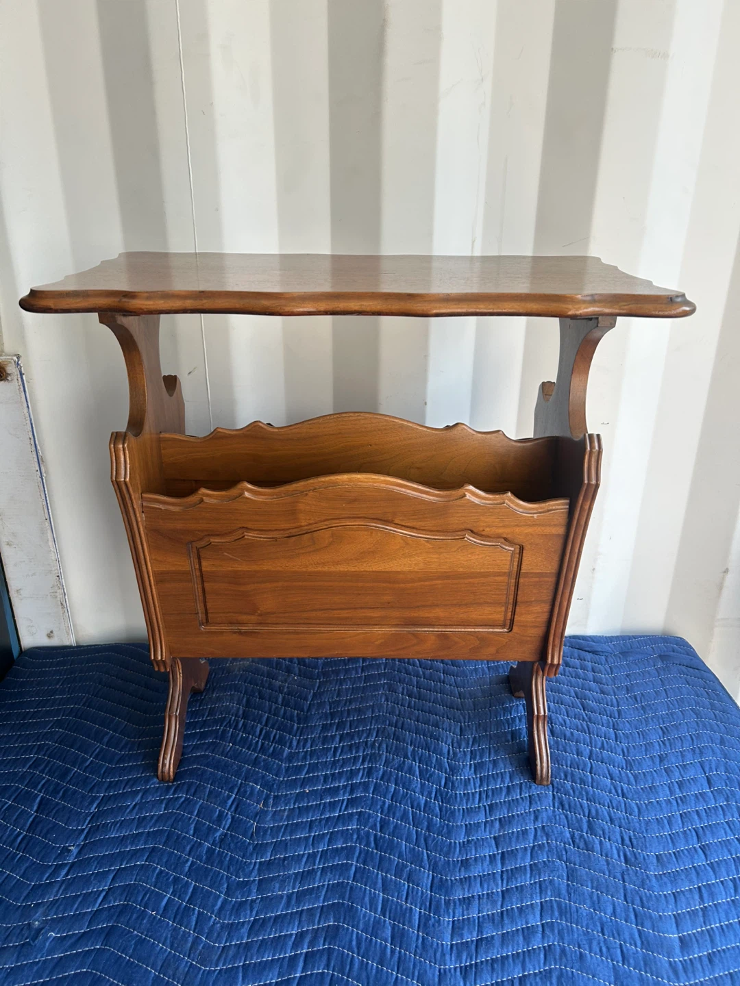 Vintage Wood Magazine Rack End Table