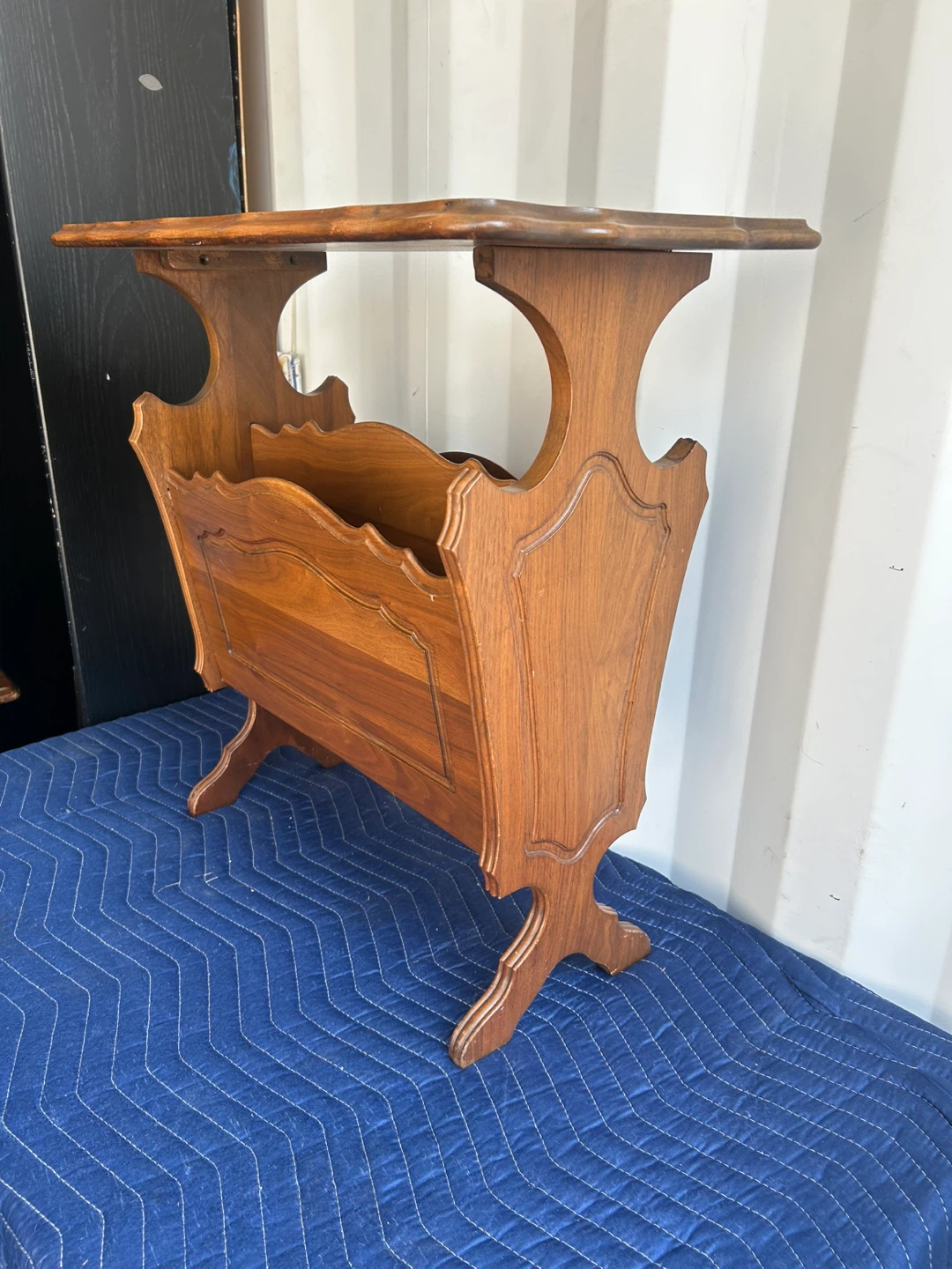 Vintage Wood Magazine Rack End Table - photo 3