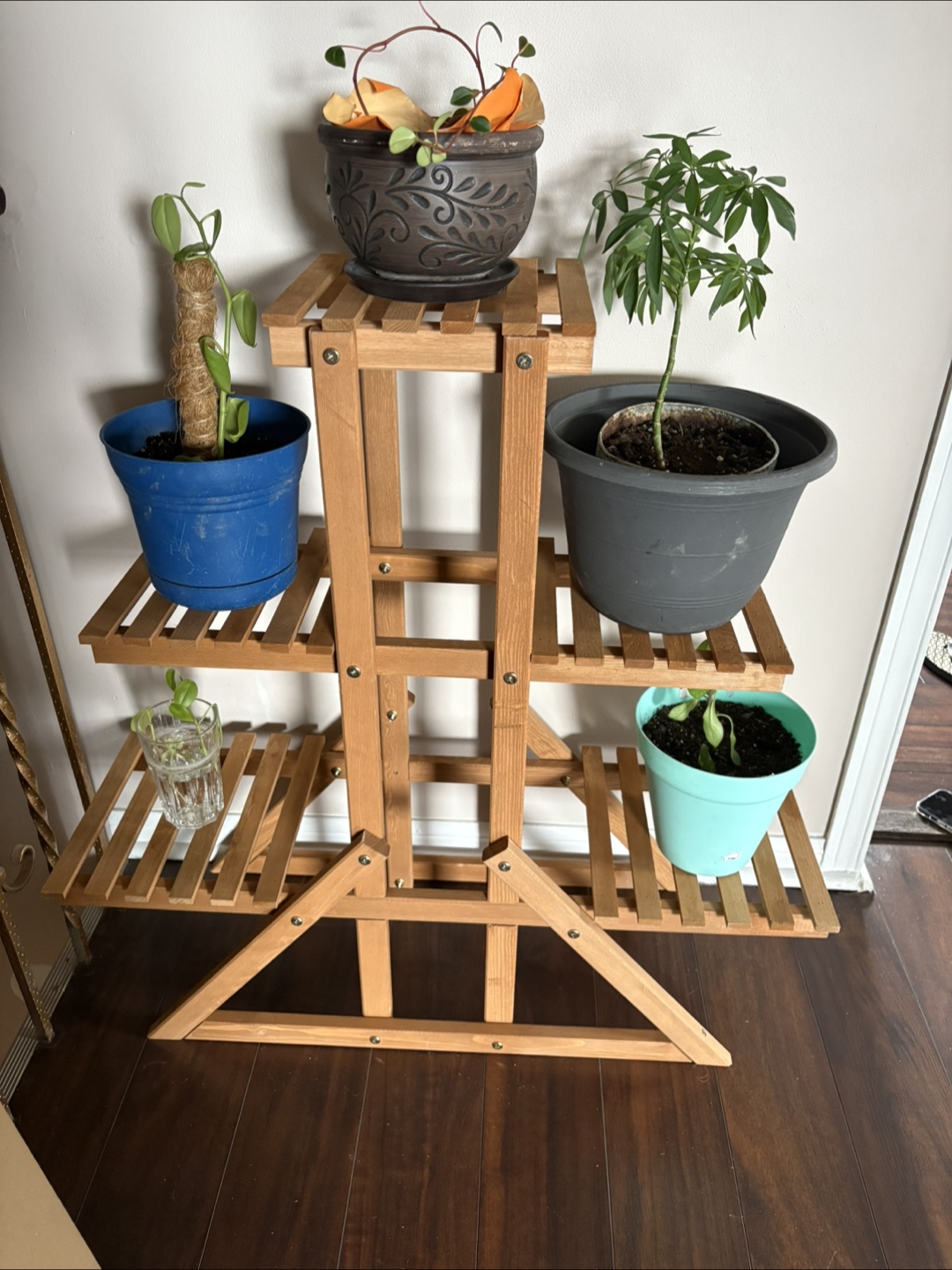 3-Tier Plant Stand – Solid Wood, Brown - photo 4