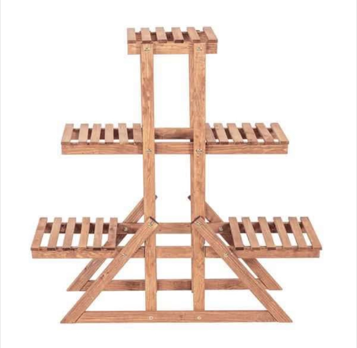 3-Tier Plant Stand – Solid Wood, Brown - photo 2
