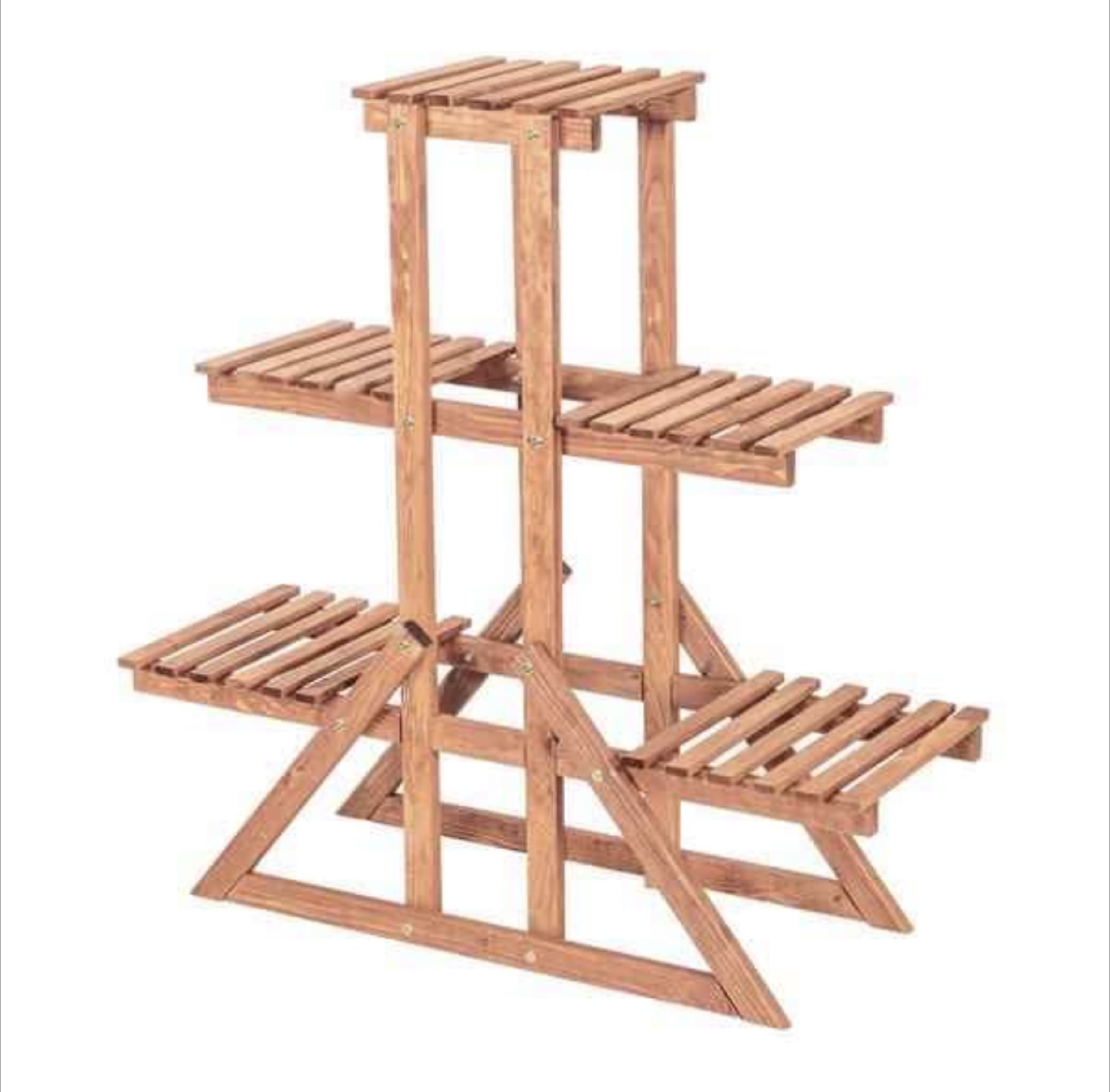 3-Tier Plant Stand – Solid Wood, Brown - photo 3
