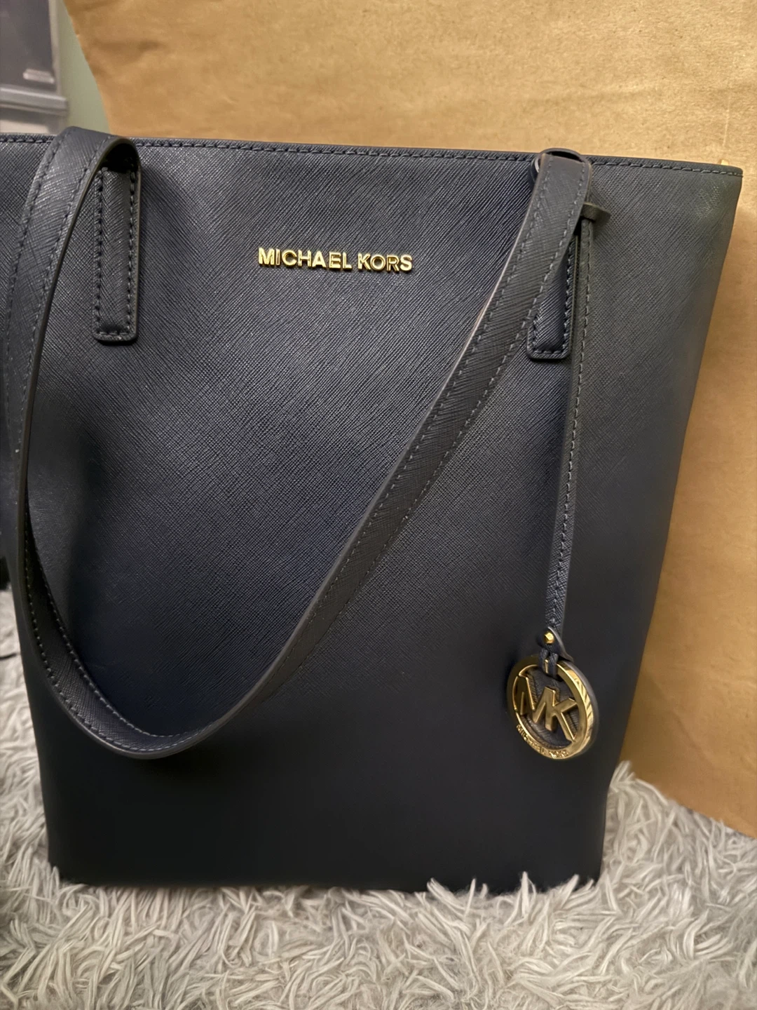 Lightly Used Large Michael Kors Navy Tote Bag