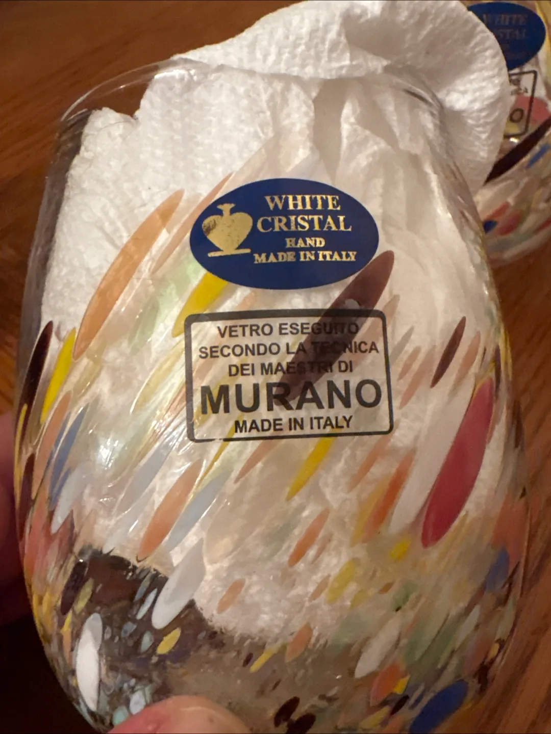 Murano White Cristal Hand Made in Italy Glasses (Set of 4) image indicator(3)