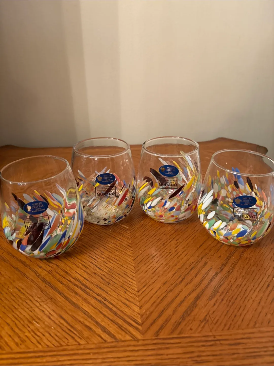 Murano White Cristal Hand Made in Italy Glasses (Set of 4) thumbnail
