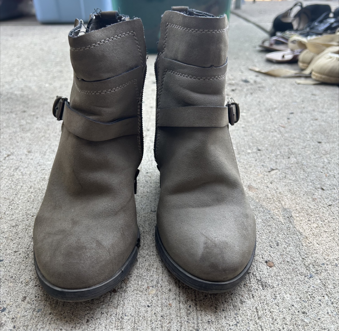 Grey Ankle Boots with Buckle Detail