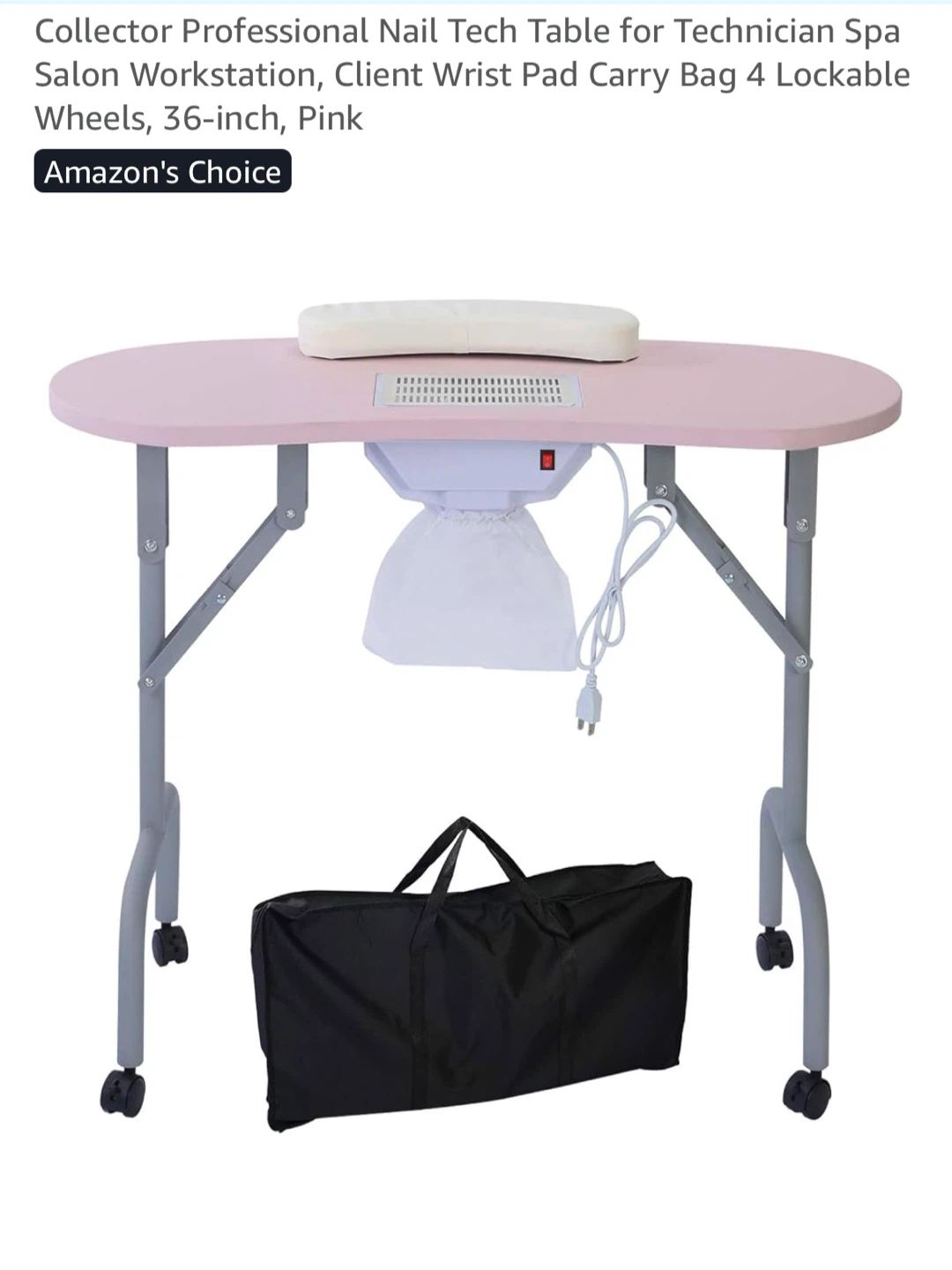Portable Manicure Table Foldable Nail Desk - Pink 🥕