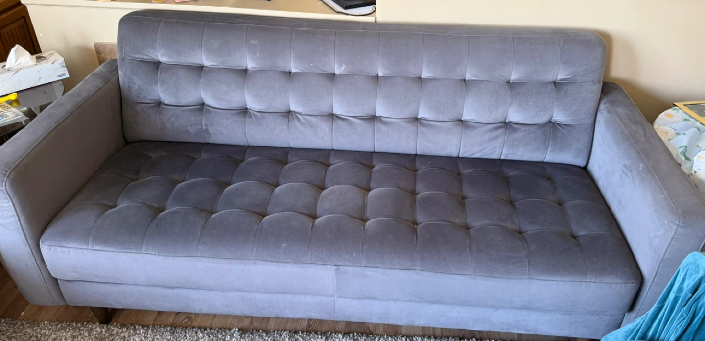 Grey Tufted Velvet Sofa