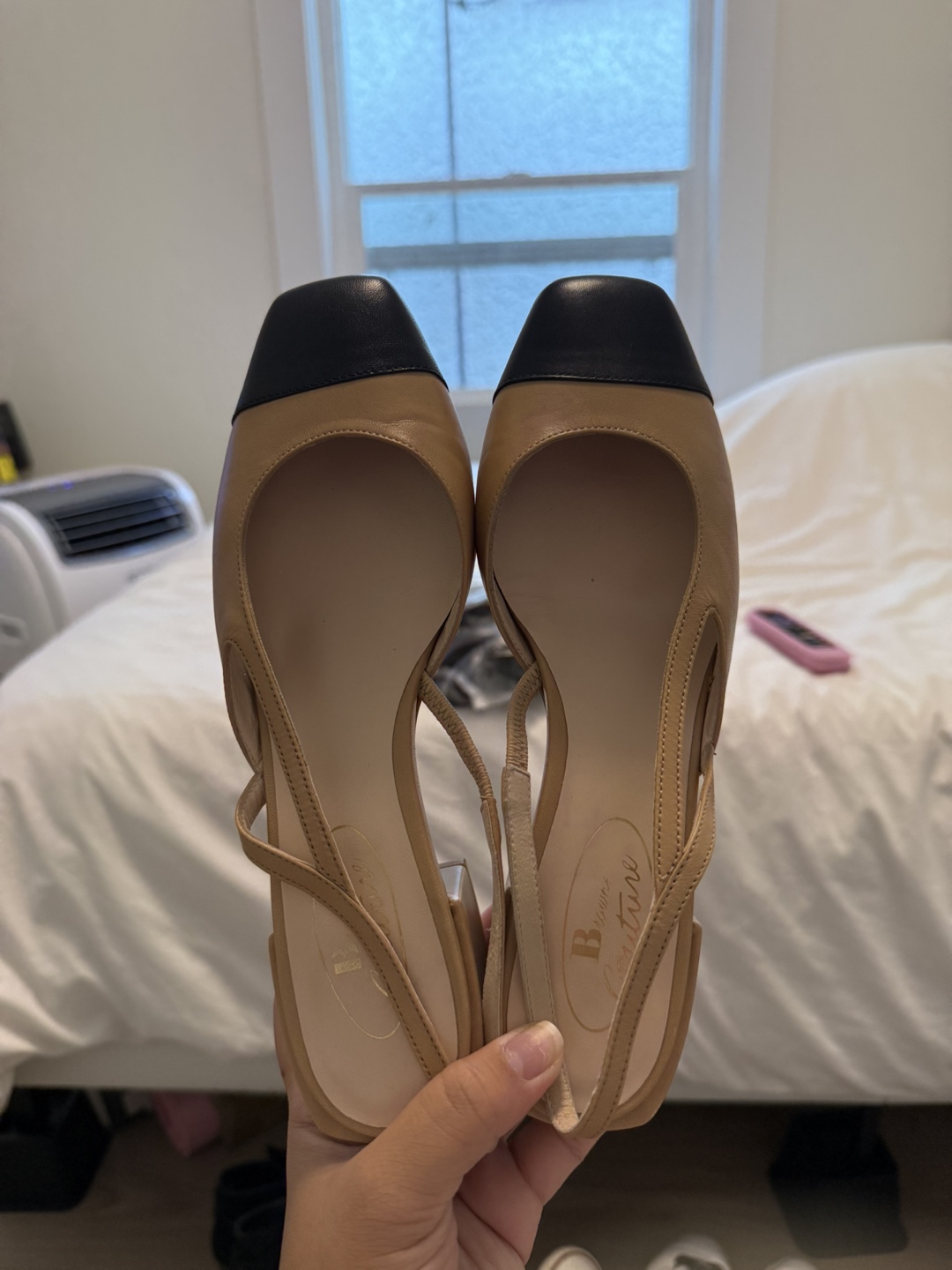 Browns Couture Beige & Black Slingback Heels
