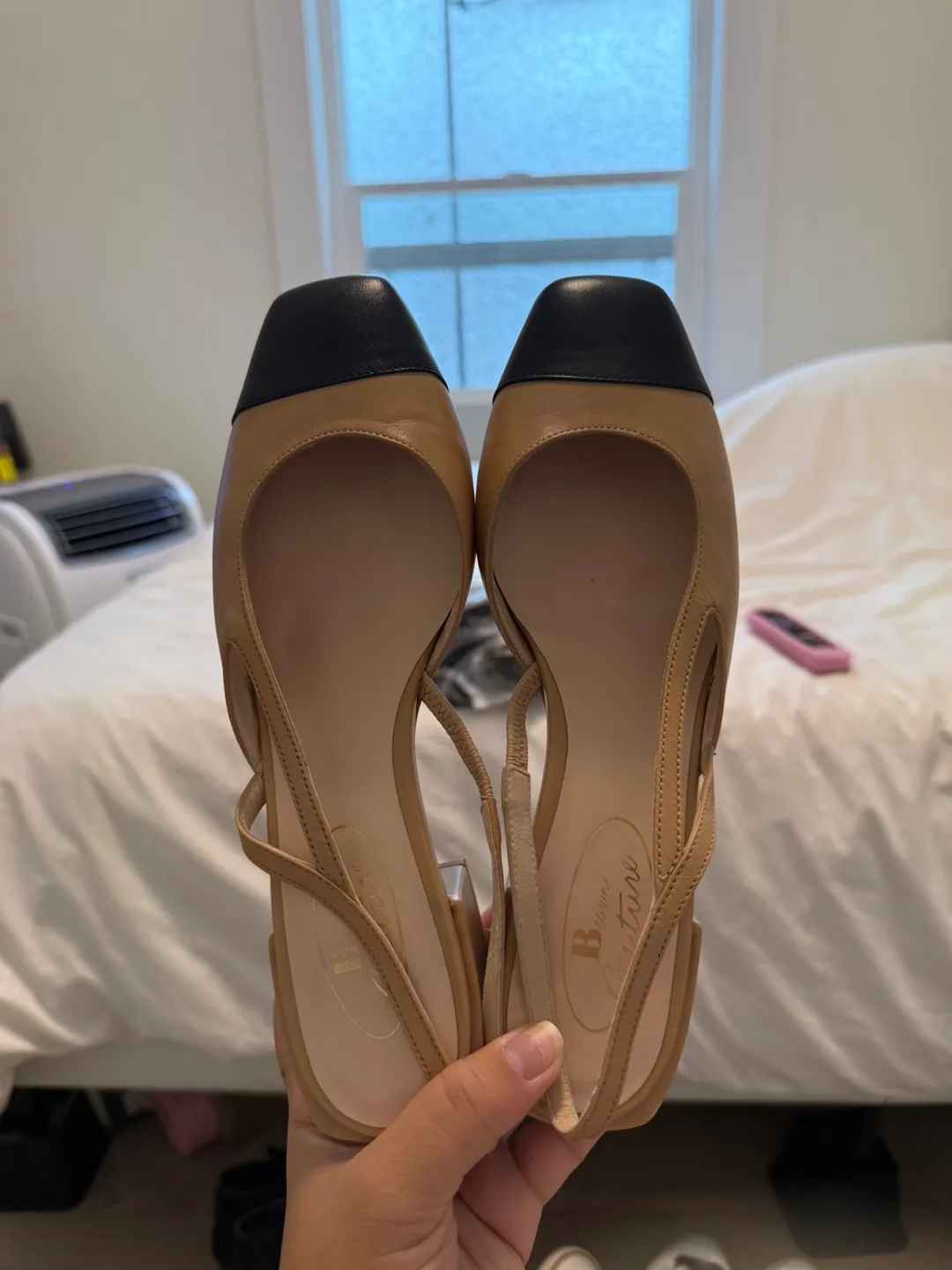 Browns Couture Beige & Black Slingback Heels thumbnail