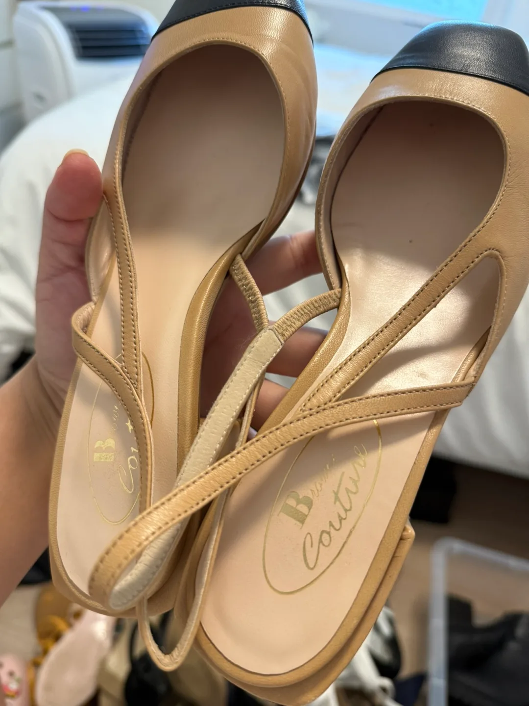 Browns Couture Beige & Black Slingback Heels image indicator(2)