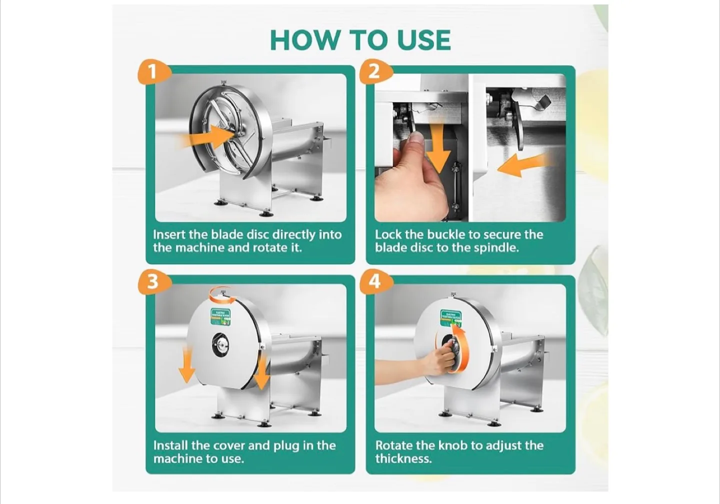 Electric Vegetable Slicer 0-0.4" Thickness Adjustable image indicator(4)