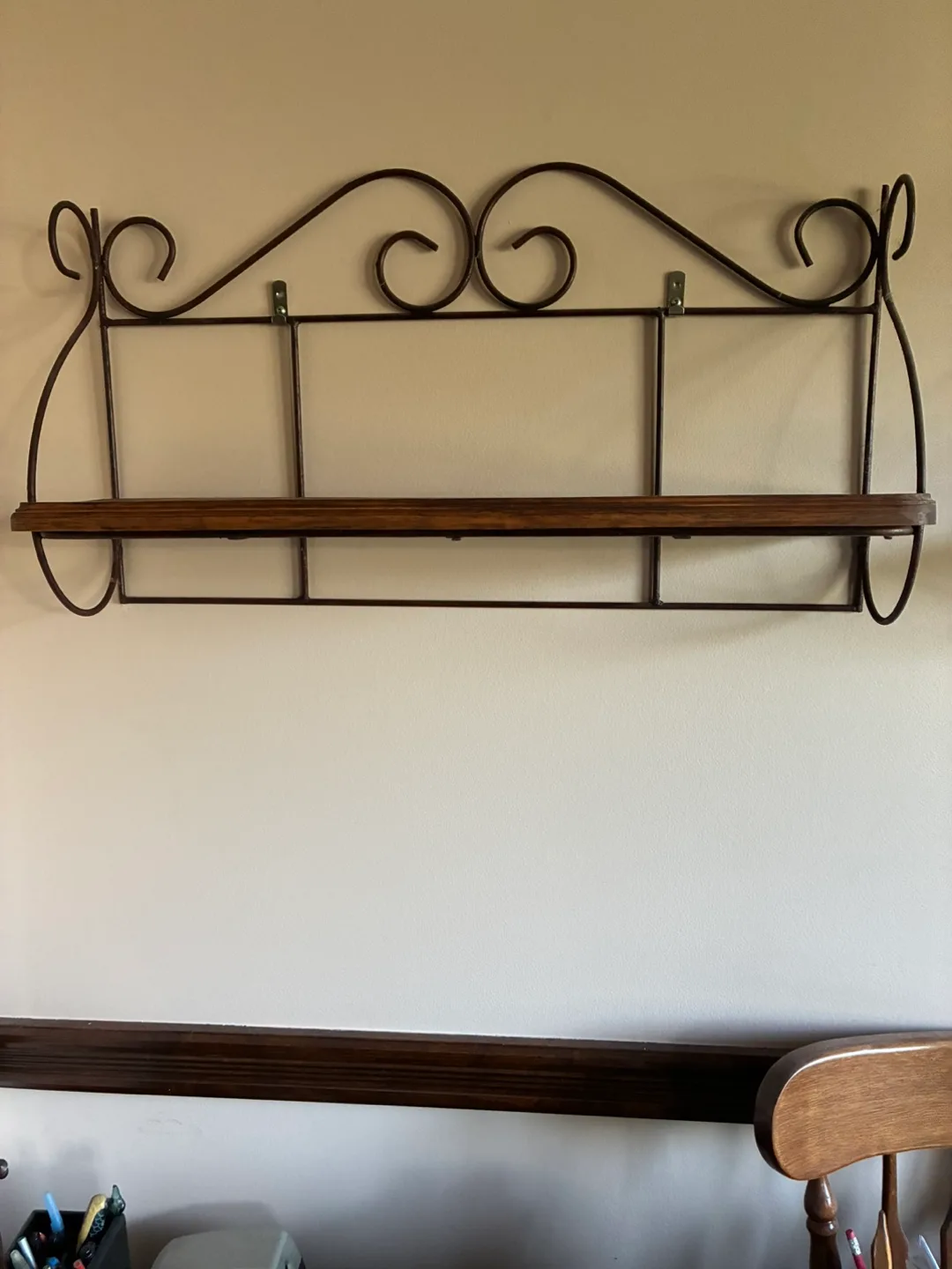 2 Wrought Iron Wall Shelf with Wood image indicator(2)