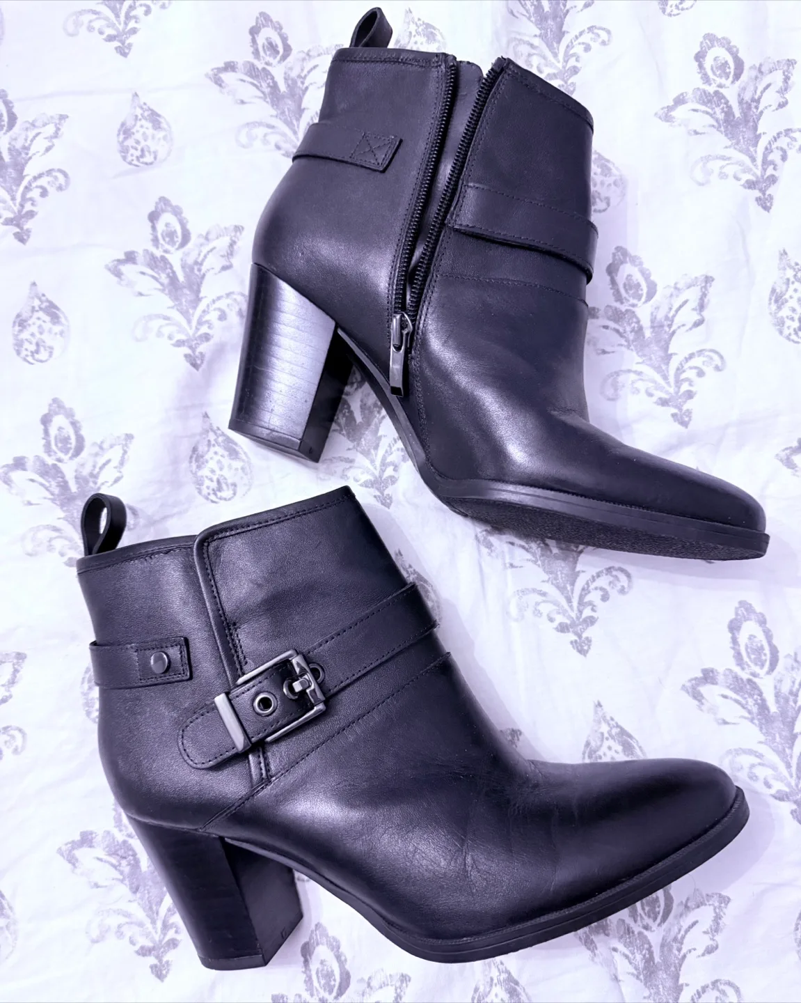 Franco Sarto Black Leather Ankle Boots image indicator(2)