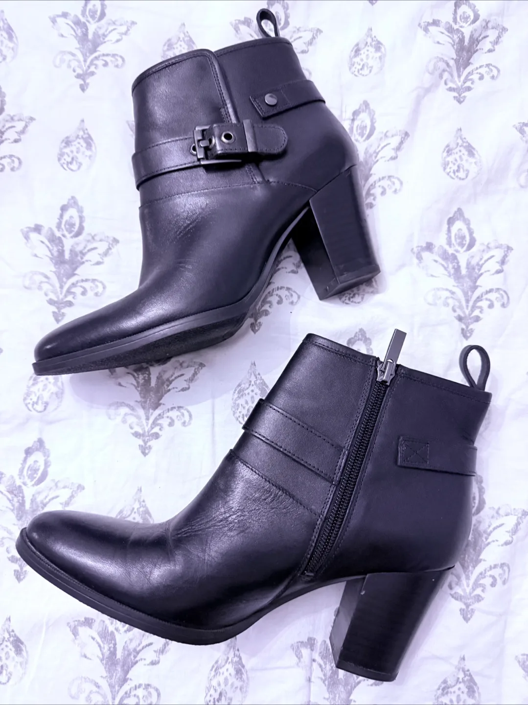 Franco Sarto Black Leather Ankle Boots thumbnail