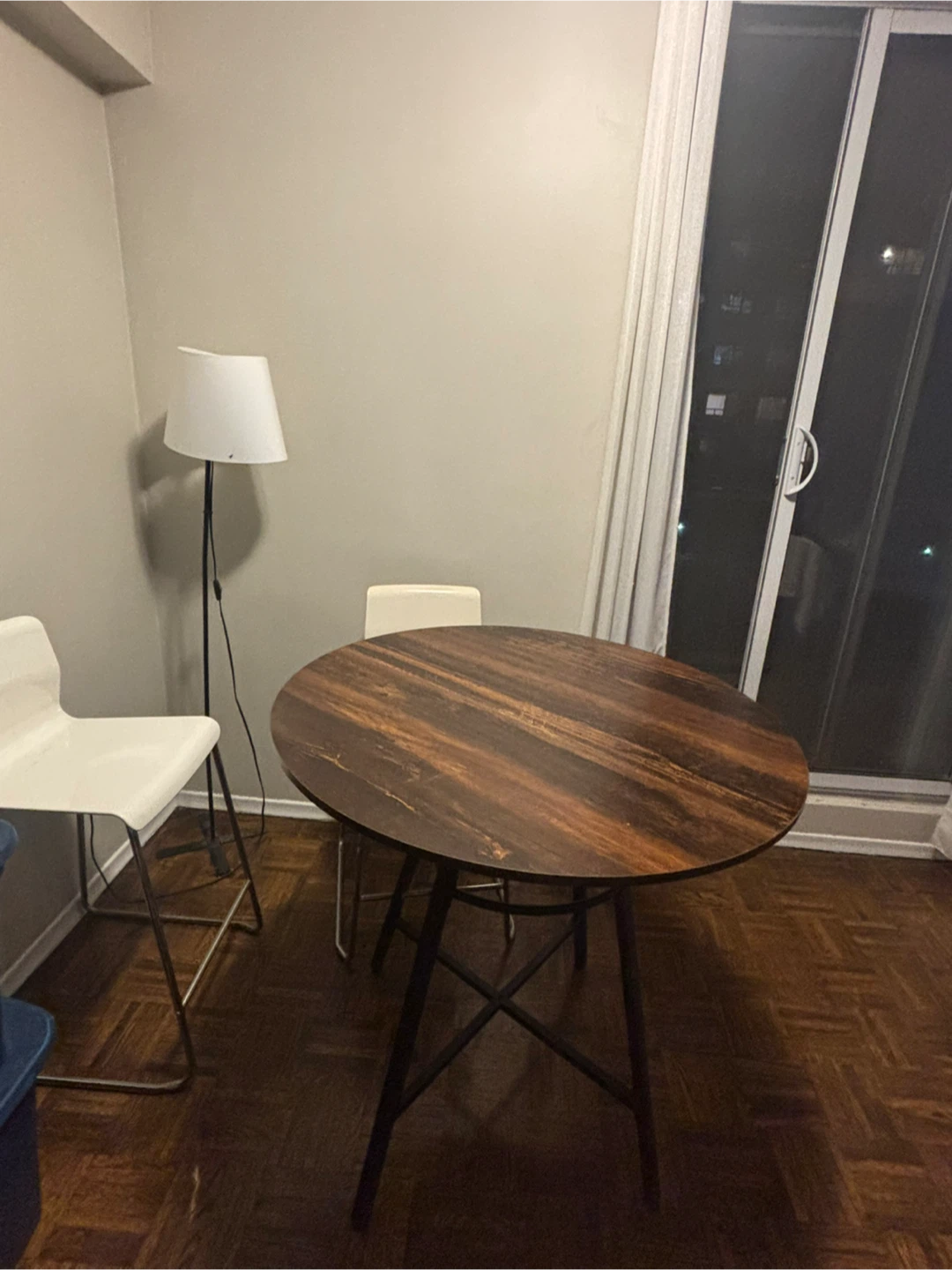 Round Brown Wooden Dining Table and 2 Chairs - photo 2