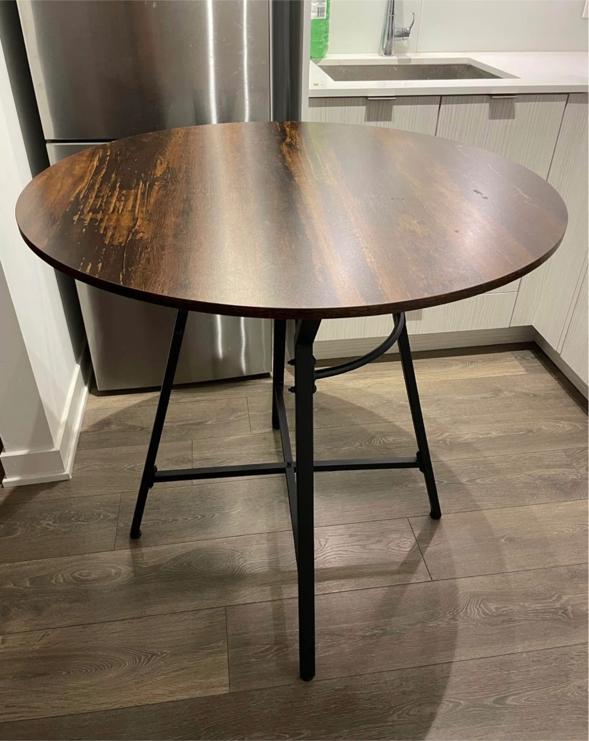 Round Brown Wooden Dining Table and 2 Chairs - photo 3