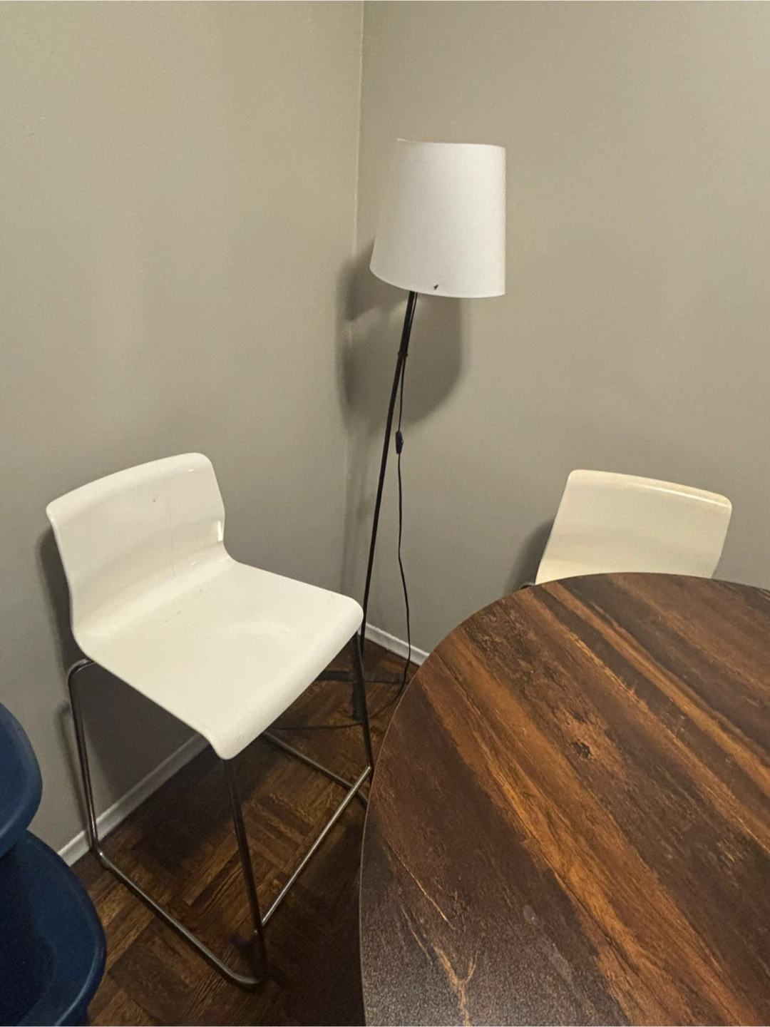 Round Brown Wooden Dining Table and 2 Chairs