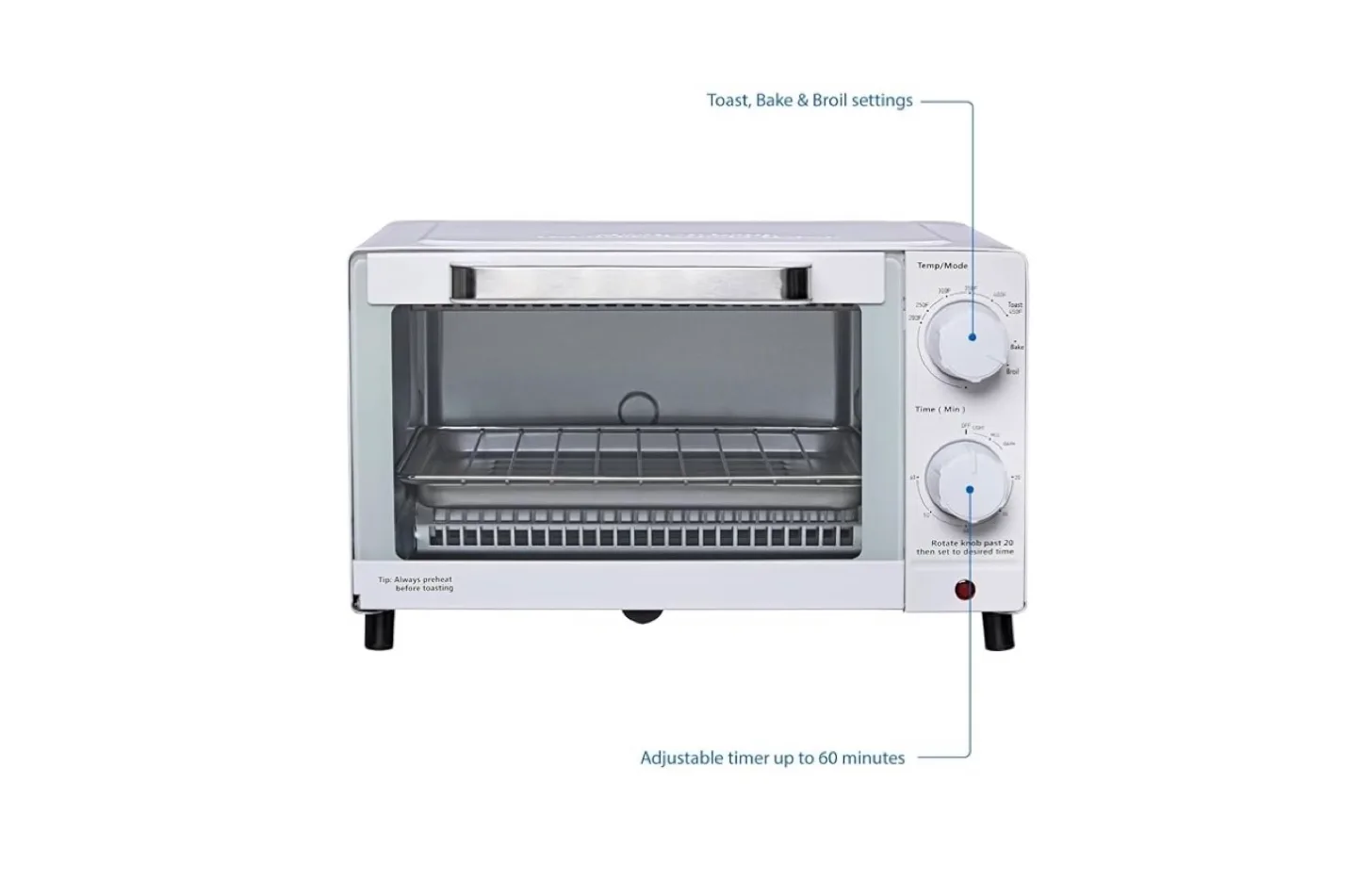 White Toaster Oven - Toast, Bake, Broil thumbnail